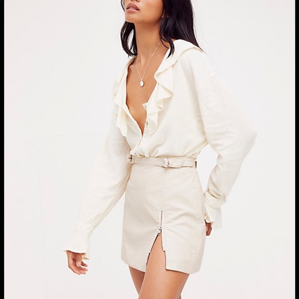 Midnight Magic Skirt In Vanilla Cream - Vegan Leather
